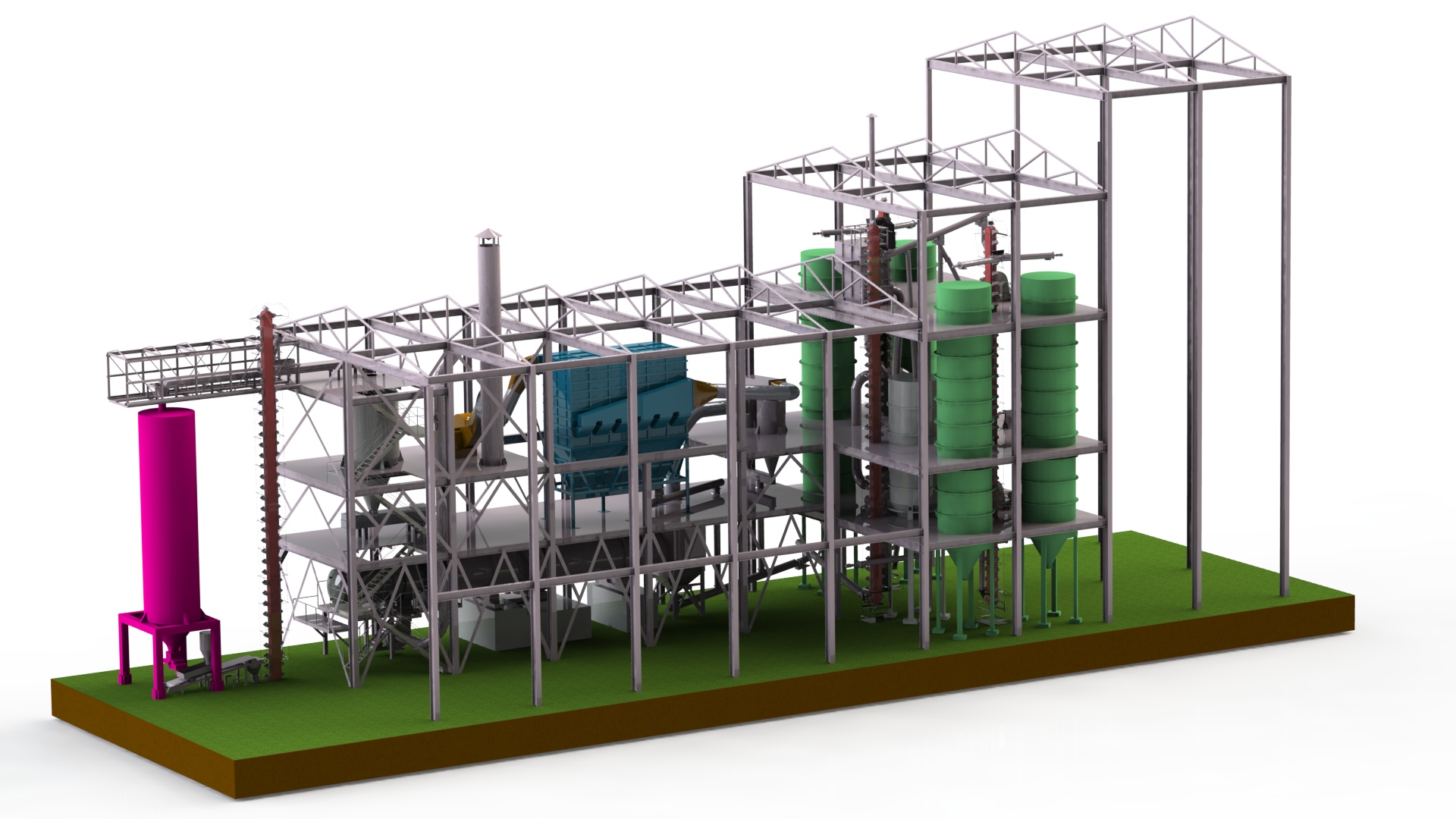 Steel Structure Factory SolidWorks 3D Model