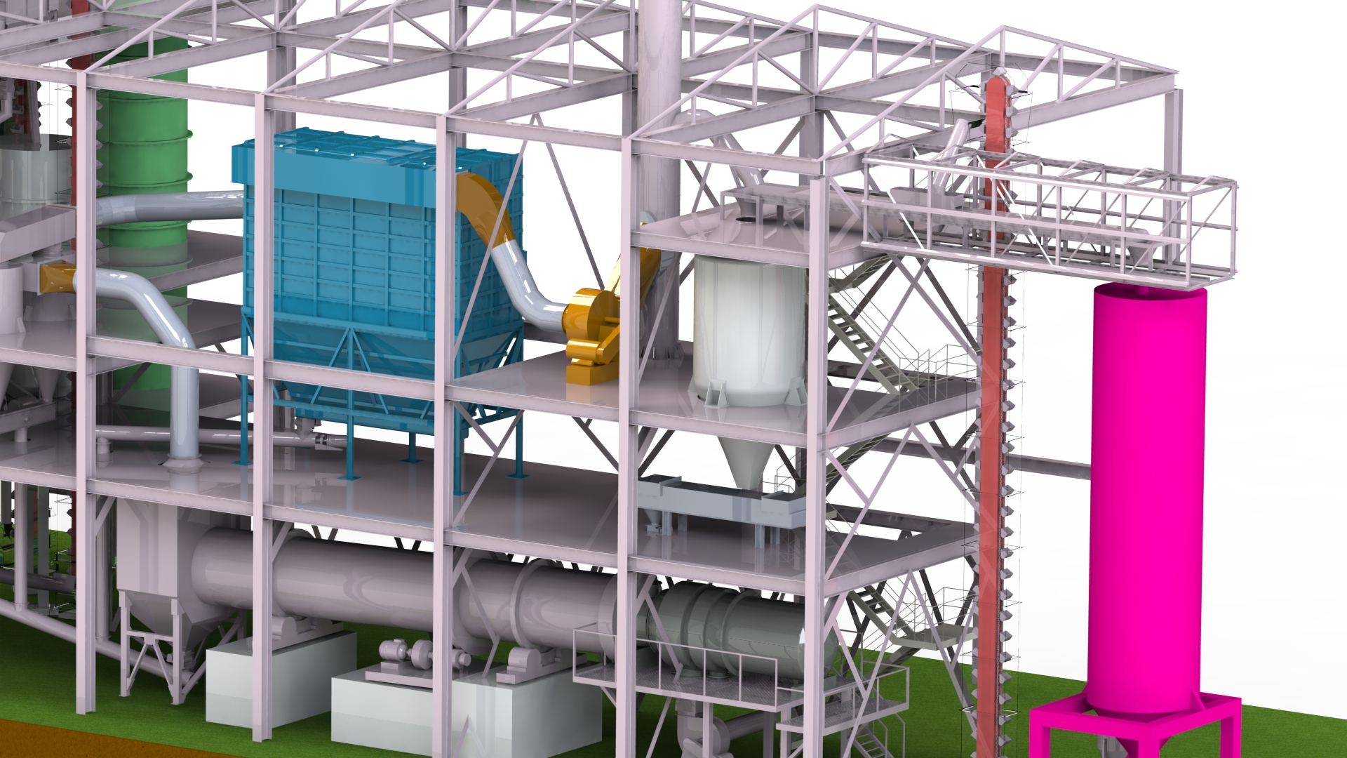 Steel Structure Factory SolidWorks 3D Model